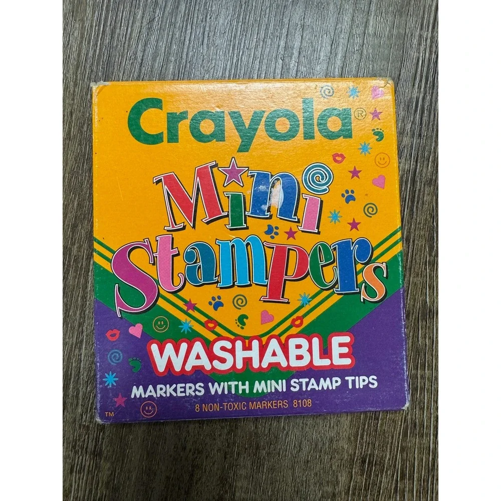 Vintage 1994 Crayola Mini Stampers Washable Markers 8 Count Set 8108 Made in USA